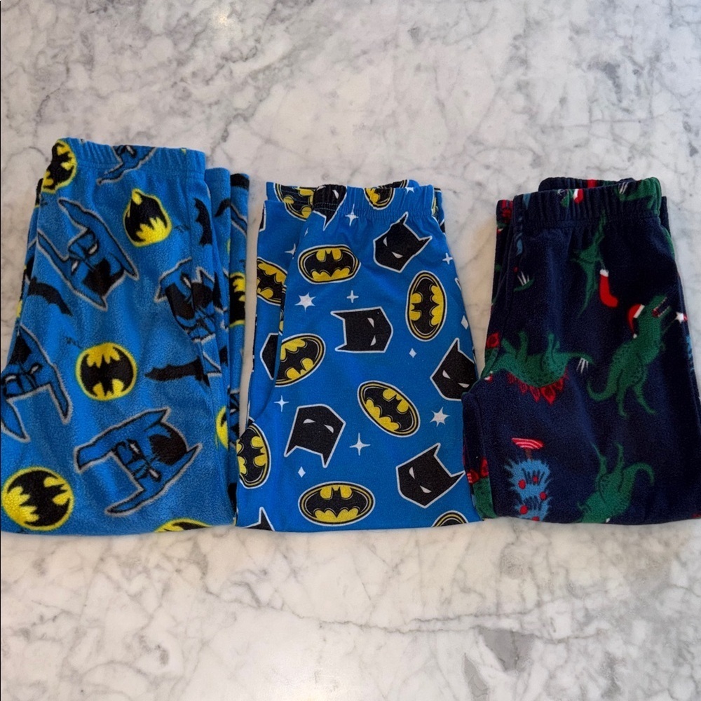 Carter's Kids Pajama Dinosaur Festive & Batman Bottoms Bundle 5/6Y